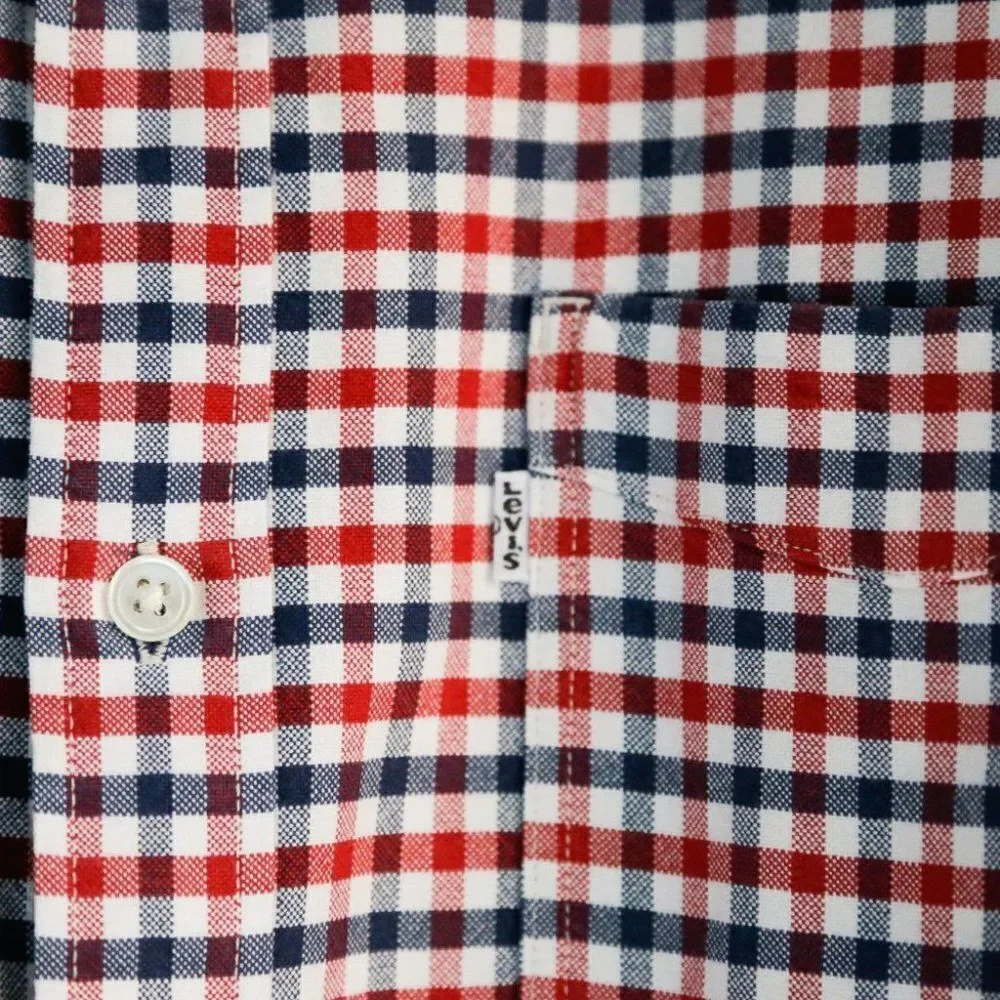 NWOT LEVI's Red Blue Checkered Print Button Up Casual Shirt XXL